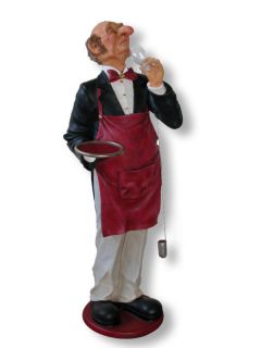 LIFE SIZE CONNOISSEUR BUTLER STATUE 6FT GOOD FOR BAR DISPLAY .