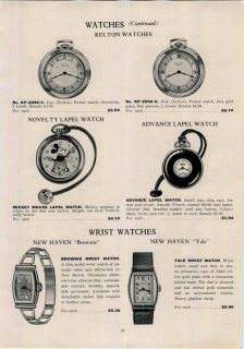 1938 AD Kelton Lapel Novelty Mickey Mouse Pocket Watch New Haven