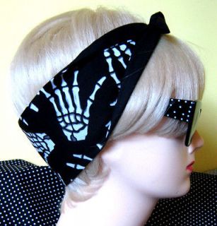 SKELETON HAND HAIR TIE BAND HEAD SCARF PSYCHOBILLY HORROR GORE ZOMBIE