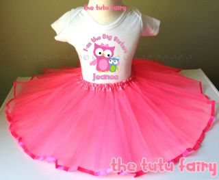 big sister to little brother shirt & pink tutu set outfit name age 12