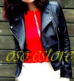 BIKER JACKET Coat Womens REAL Faux Leather Jacket Slim Fit Zip Up UK 6