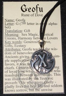 GEOFU LOVE RUNE PENDANT necklace wicca witch pewter