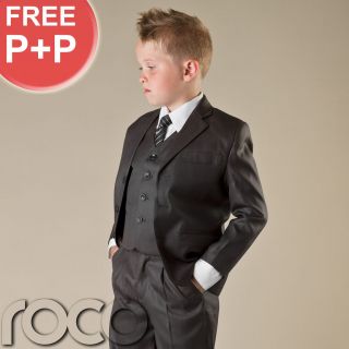 Boys Grey Suit 5 piece Communion Formal Prom suits Wedding suits 1