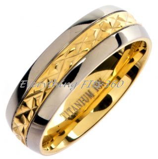 18K Gold Plated **Grade 5** Titanium Wedding Ring Band Comfort Fit