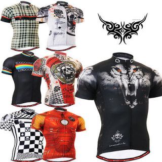 mens cycling jersey top gear shirts cyclist road bike skeleton