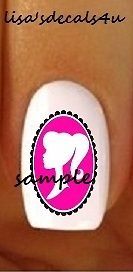30 Pink Black Barbie Nail Wraps water Decals Transfers 4 False and