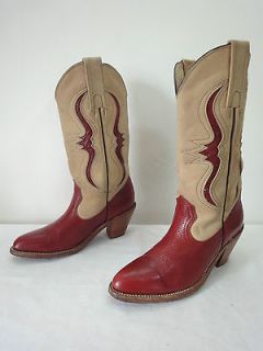 Vintage womens 6.5 AA FRYE Cowboy Boots red leather inlay western