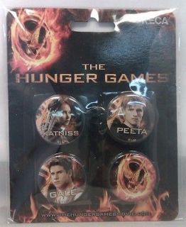 The Hunger Games   Pin Set of 4 Cast NEW * badges Peeta Katniss Gale