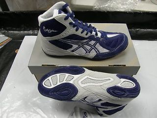 Asics Cael V5.0 GS YOUTH Kids Wrestling Shoes, Navy/Silver C235N 5093