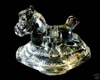 Candle Holder ROCKING HORSE Molded Glass MAKE OFFER