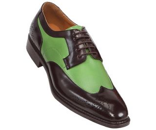 Bolano Brown / Green Mens Two Tone Dress Shoe NIA 015 Oxford: Wingtip