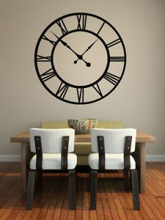 ROMAN NUMERAL VINYL WALL CLOCK Wall Art Sticker   Various Colours and