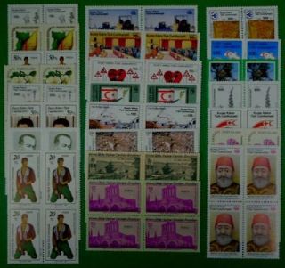 TURKEY TURKISH NORTHERN CYPRUS 23 DIFFERENT BLOK OF FOUR 92 MNH STAMPS