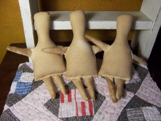 small Primitive cloth ♥DOLL BODIES♥form Ra g muslin tea stained 7
