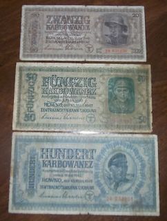 Set LOT RUBLES 1942 RARE Russia money 3 notes Ukraine Occupied Nazi