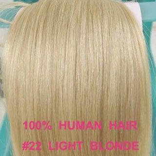 14 INCH 35 CM CLIP IN HUMAN HAIR EXTENSIONS light blonde #22