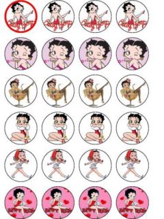 24 X BETTY BOOP MIXED BIRTHDAY RICE PAPER CAKE TOPPERS