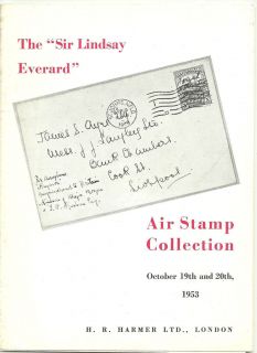 AUCTION CATALOGUE SIR LINDSAY EVERARD AIR STAMP COLLECTION 1953