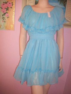 PRETTY DOUBLE LAYER BLUE CHIFFON SISSY DRESS * L
