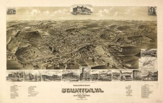 1891 map of Staunton, Virginia Perspective of the city of Staunton, Va