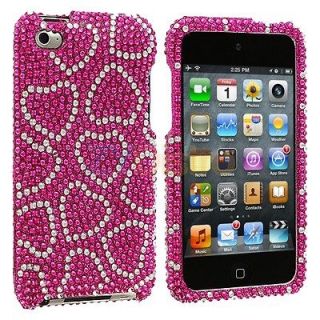 Pink Heart Bling Rhinestone Case Cover Accessory for iPod Touch 4th