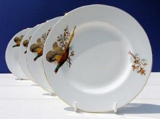 Vintage Royal Burlington Bone China Set 4 Tea Plates Game Bird