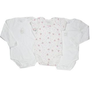 New Chicco Baby girls bodysuits 3 pieces Whites Pinks Floral 12 Months