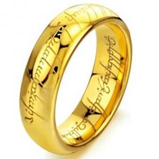 LOTR Ring Band Tungsten Lord of Rings Gold Plated Carbide Jewel