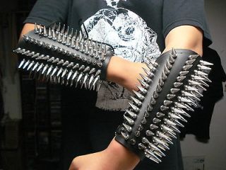 LEATHER SPIKED GAUNTLET.(MDLG 0230).BLACK METAL.SODOM AND GOMORRAH