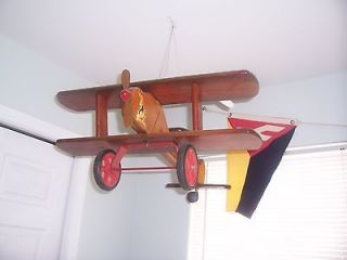 Vintage Flying Machine Rolling Ride On Airplane Toy   Wooden in Great