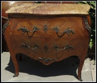 Antique Italian Inlaid Bombay Commode w Marble Top Excellent Bedside