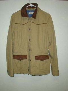 Bob Timberlake Safari Khaki/Brown Canvas Jacket Coat Womens L Barn