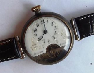 Antique 8 days Hebdomas pocket watch style wristwatch c 1890s