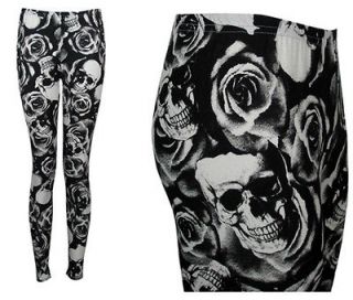 New Womens Ladies Rise Skull And Tie Dye Printed Stretchy Legging
