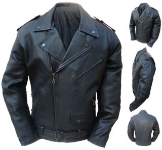 Black Motorcycle Marlon Brando Cruiser Retro Leather Jacket