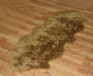 NEW TAN Faux fur Sheepskin DOUBLE Pelt accent rug