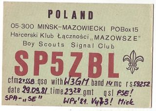 QSL Ham Radio Card Minsk Poland SP5ZBL Boy Scouts Signal Club