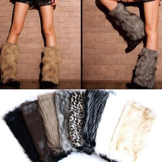 US SHIPPING new womens faux fur leg warmers boot cuff topper muffs