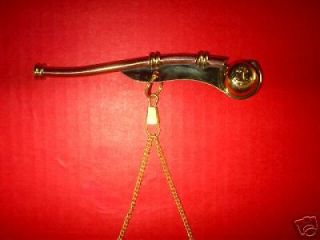 Bosun whistle 4 long brass,copper on 20 brass chain