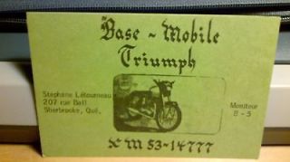 CB radio QSL postcard Triumph motorcycle Letourneau 1970s Sherbrooke