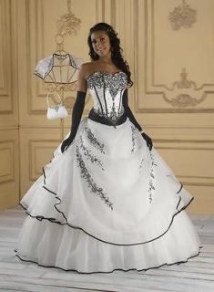 and Black Embroidery Wedding Dress Bridal Gown Size 6 8 10 12 14 1 6