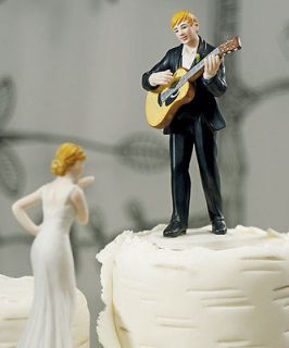 Kisses or Guitar Playing Groom Figurine Sports Wedding Cake Topper