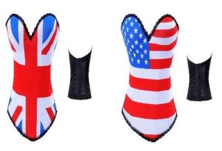 SEXY OLYMPIC STRETCHY FLAG CORSETS AMERICAN USA UNION JACK GB 8 10 12
