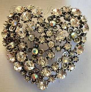 Summer Special Vintage Heart Brooch Cake Pin with Stunning Diamontes