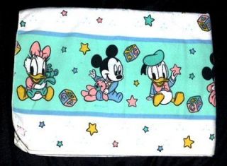 VTG MICKEY MINNIE MOUSE DONALD DAISY DUCK RECEIVING BLANKET FLANNEL