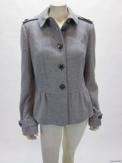 BURBERRY LONDON Gray Wool Cashmere Blend Button Front Coat Jacket sz