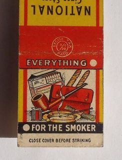 1930s Matchbook Excise Tax National Cigar Store Modern Soda Bar Harris