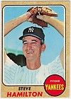 1968 Topps baseball #496 STEVE HAMILTON New York Yankees pitcher (High