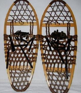 Vintage Vermont Tubbs Snowshoes Brown Bear Paw 13 X 33 S4 Lt Wood