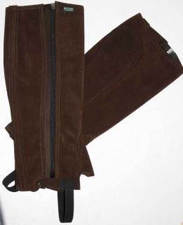 Half Chaps Horse Riding BROWN Suede Leather Rectiligne Valence Size